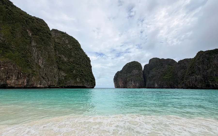 Maya Bay in the early morning before the day boats arrive