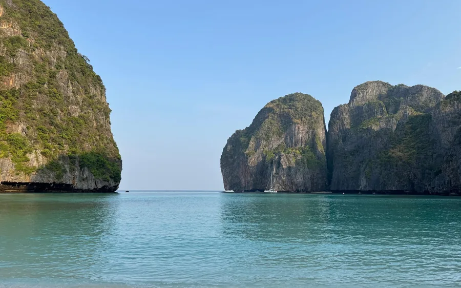 A small group speedboat at sunrise off the Phi Phi Islands